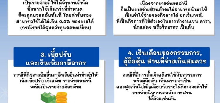 รายจ่ายต้องห้ามที่ ไม่สามารถใช้ในกิจการได้